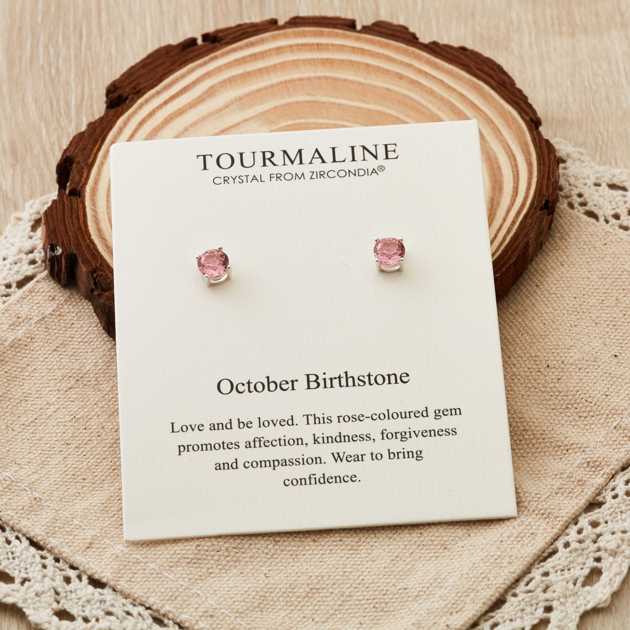 October (Tourmaline) Birthstone Earrings Created with Zircondia® Crystals - Philip Jones Jewellery