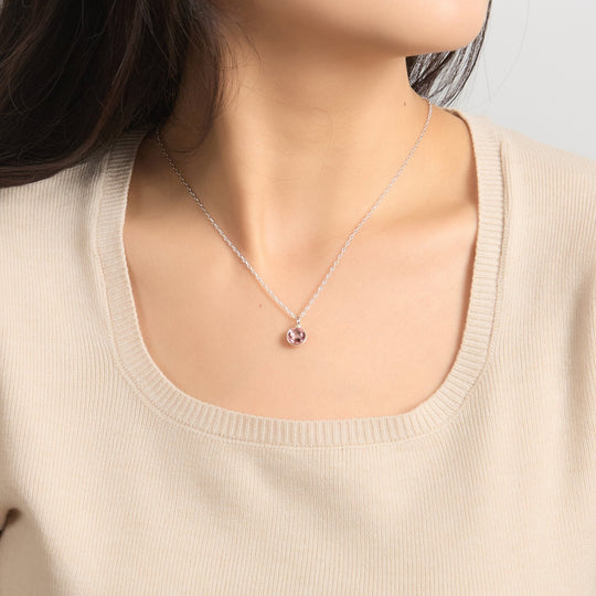 October (Tourmaline) Birthstone Necklace Created with Zircondia® Crystals - Philip Jones Jewellery