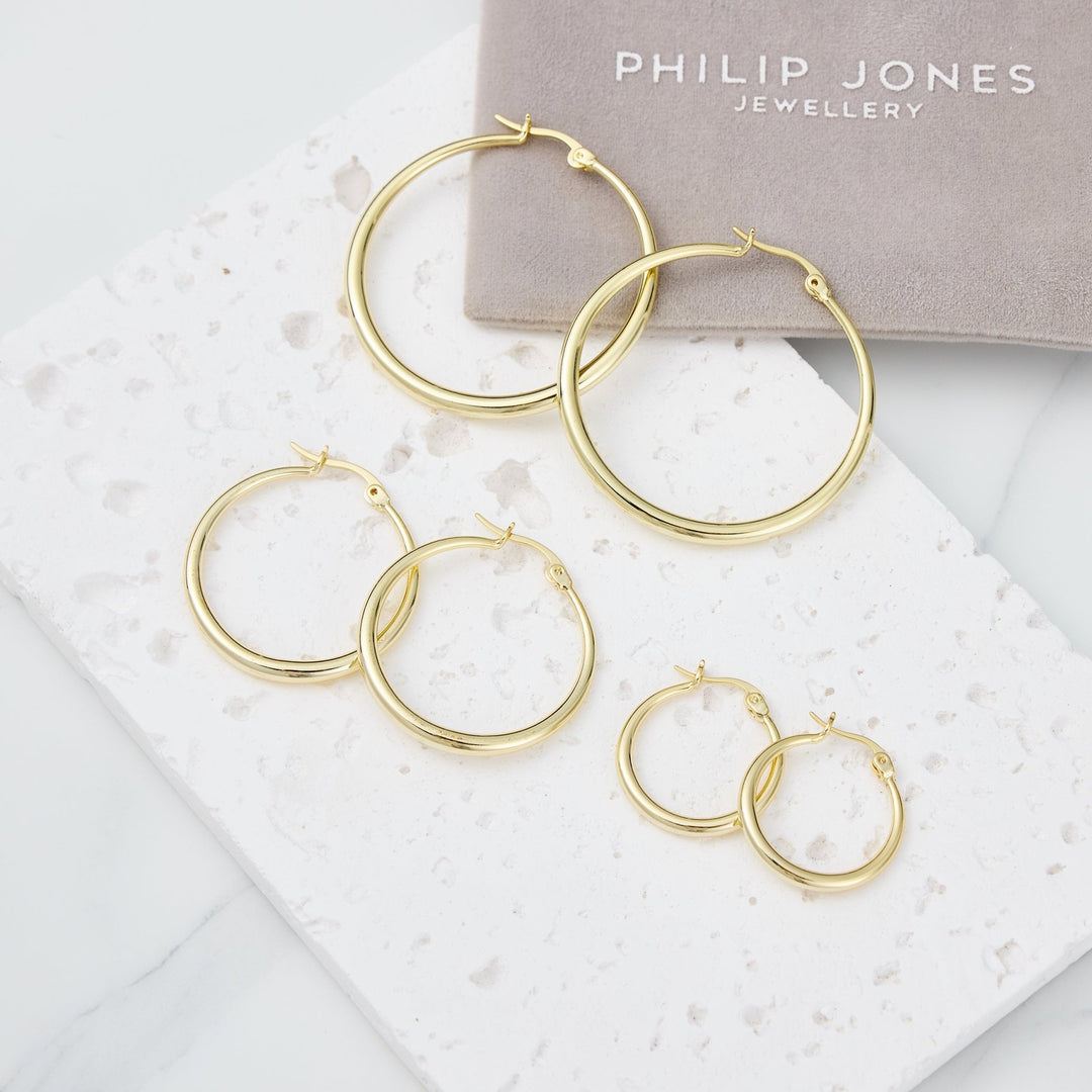 Pack of 3 18k Gold Plated 20mm, 30mm & 40mm Hoop Earrings