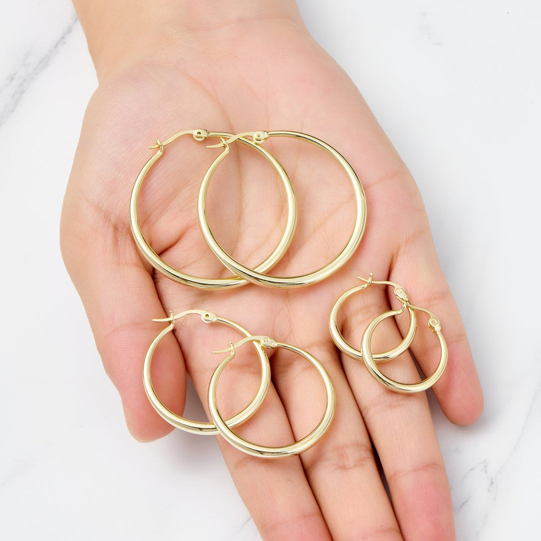 Pack of 3 18k Gold Plated 20mm, 30mm & 40mm Hoop Earrings