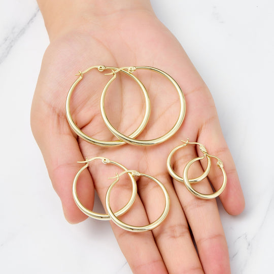 Pack of 3 18k Gold Plated 20mm, 30mm & 40mm Hoop Earrings