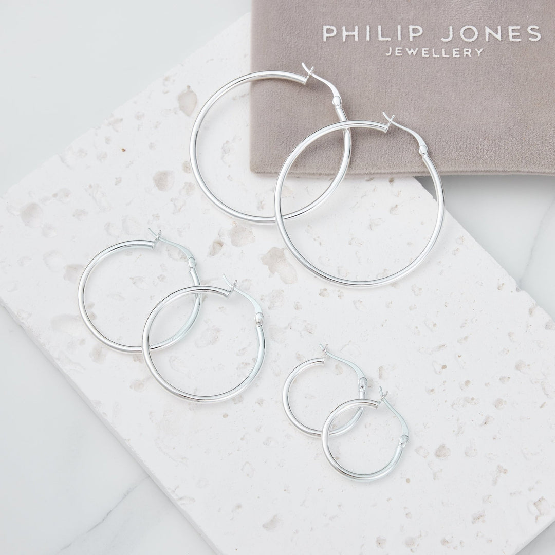 Pack of 3 Sterling Silver 20mm, 30mm, & 40mm Hoop Earrings