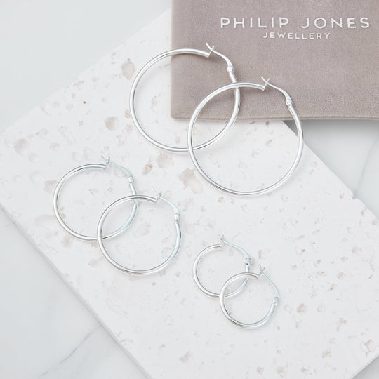 Pack of 3 Sterling Silver 20mm, 30mm, & 40mm Hoop Earrings