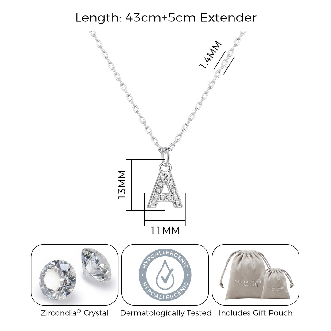 Pave Initial A Necklace with Birthstone Charm Created with Zircondia® Crystals - Philip Jones Jewellery