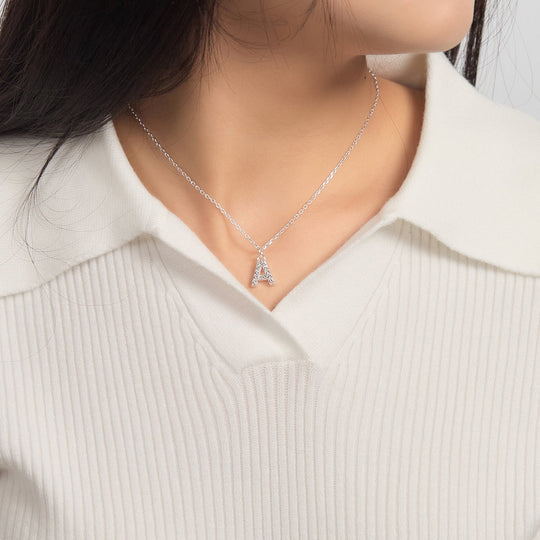 Pave Initial Necklace Letter A Created with Zircondia® Crystals - Philip Jones Jewellery