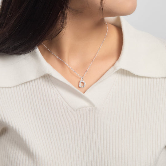 Pave Initial Necklace Letter D Created with Zircondia® Crystals - Philip Jones Jewellery