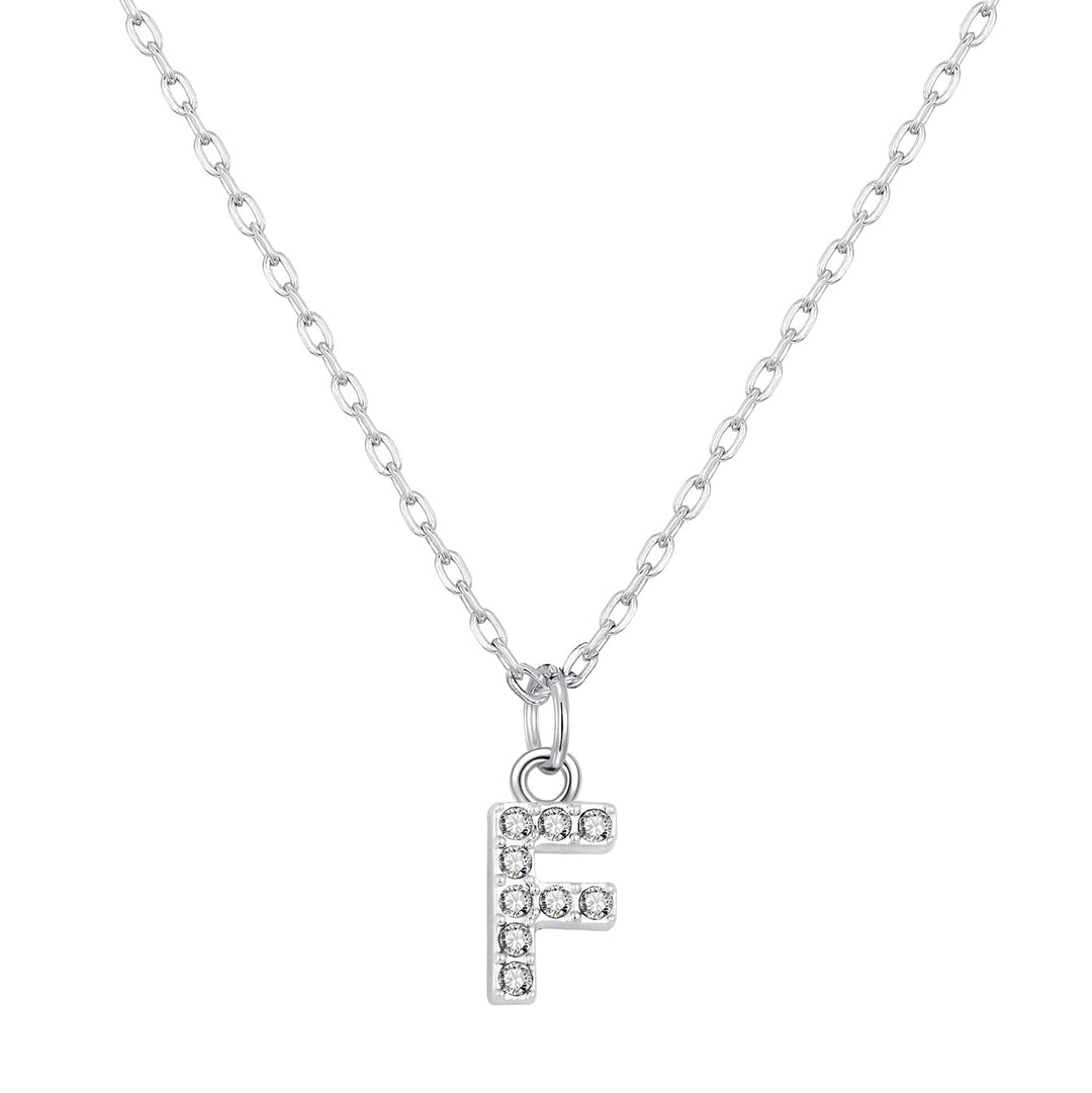 Pave Initial Necklace Letter F Created with Zircondia® Crystals - Philip Jones Jewellery