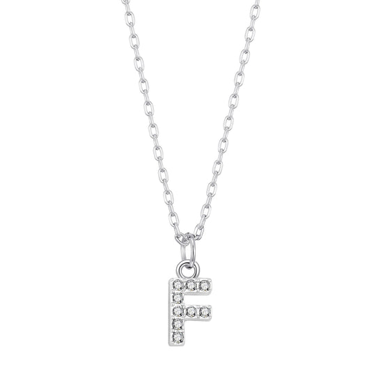 Pave Initial Necklace Letter F Created with Zircondia® Crystals - Philip Jones Jewellery
