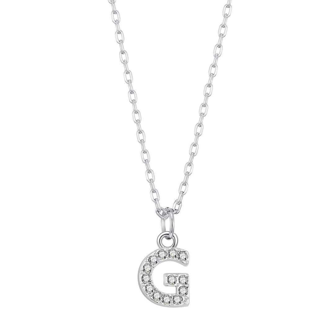 Pave Initial Necklace Letter G Created with Zircondia® Crystals - Philip Jones Jewellery