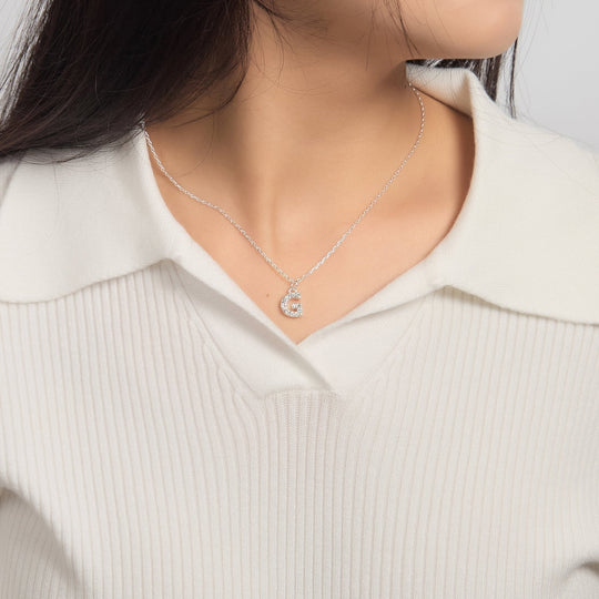 Pave Initial Necklace Letter G Created with Zircondia® Crystals - Philip Jones Jewellery