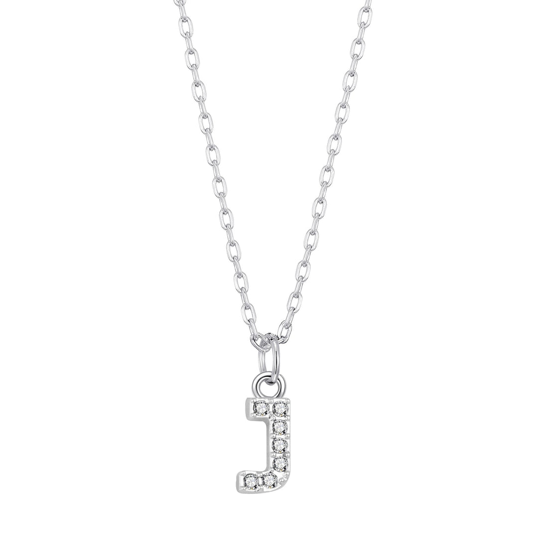 Pave Initial Necklace Letter J Created with Zircondia® Crystals - Philip Jones Jewellery