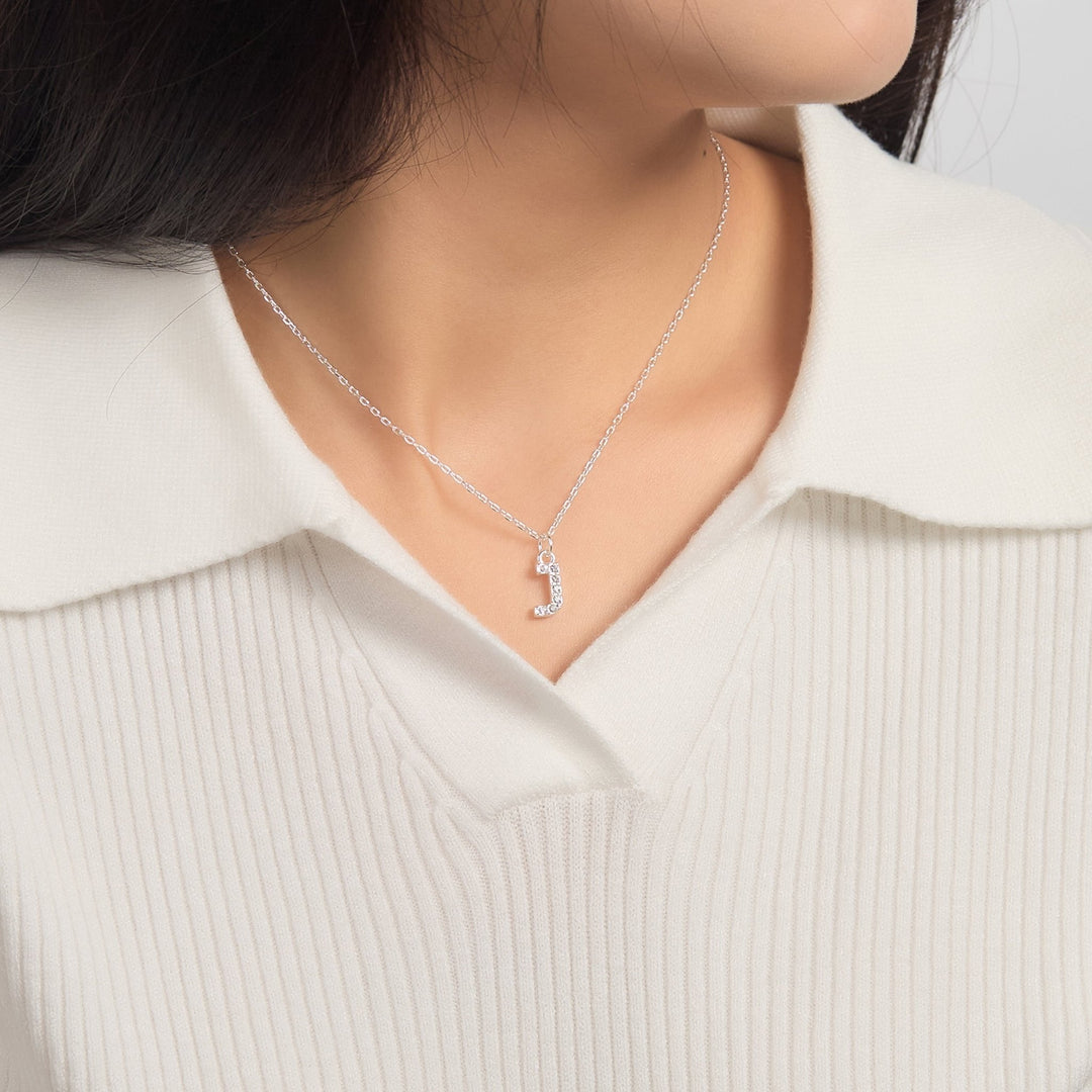Pave Initial Necklace Letter J Created with Zircondia® Crystals - Philip Jones Jewellery