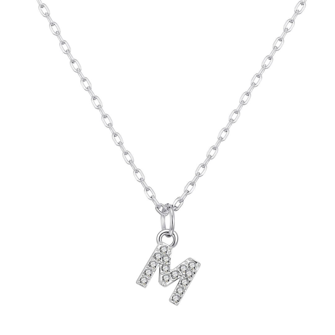 Pave Initial Necklace Letter M Created with Zircondia® Crystals - Philip Jones Jewellery