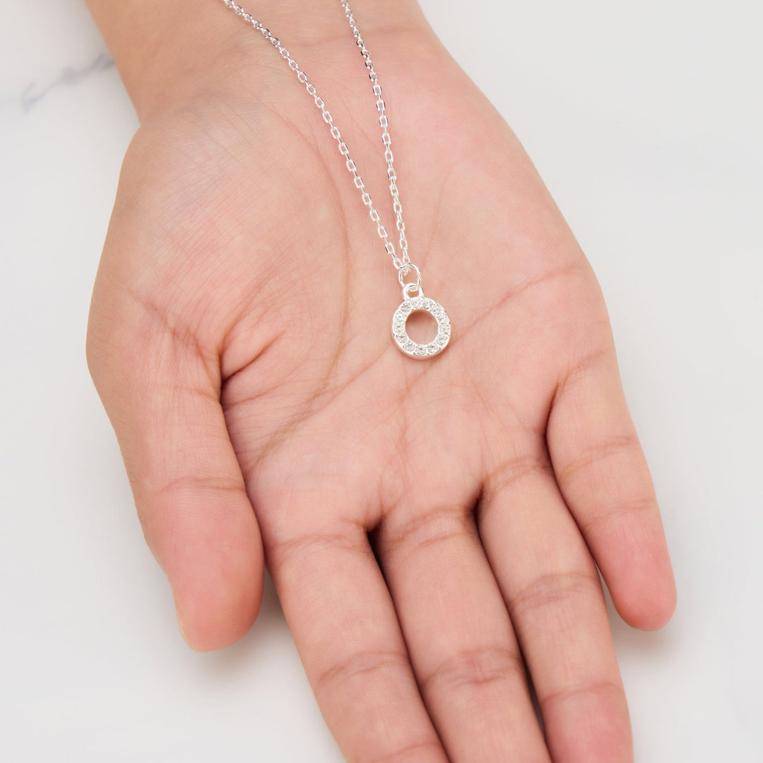 Pave Initial Necklace Letter O Created with Zircondia® Crystals - Philip Jones Jewellery