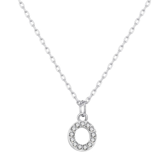 Pave Initial Necklace Letter O Created with Zircondia® Crystals - Philip Jones Jewellery