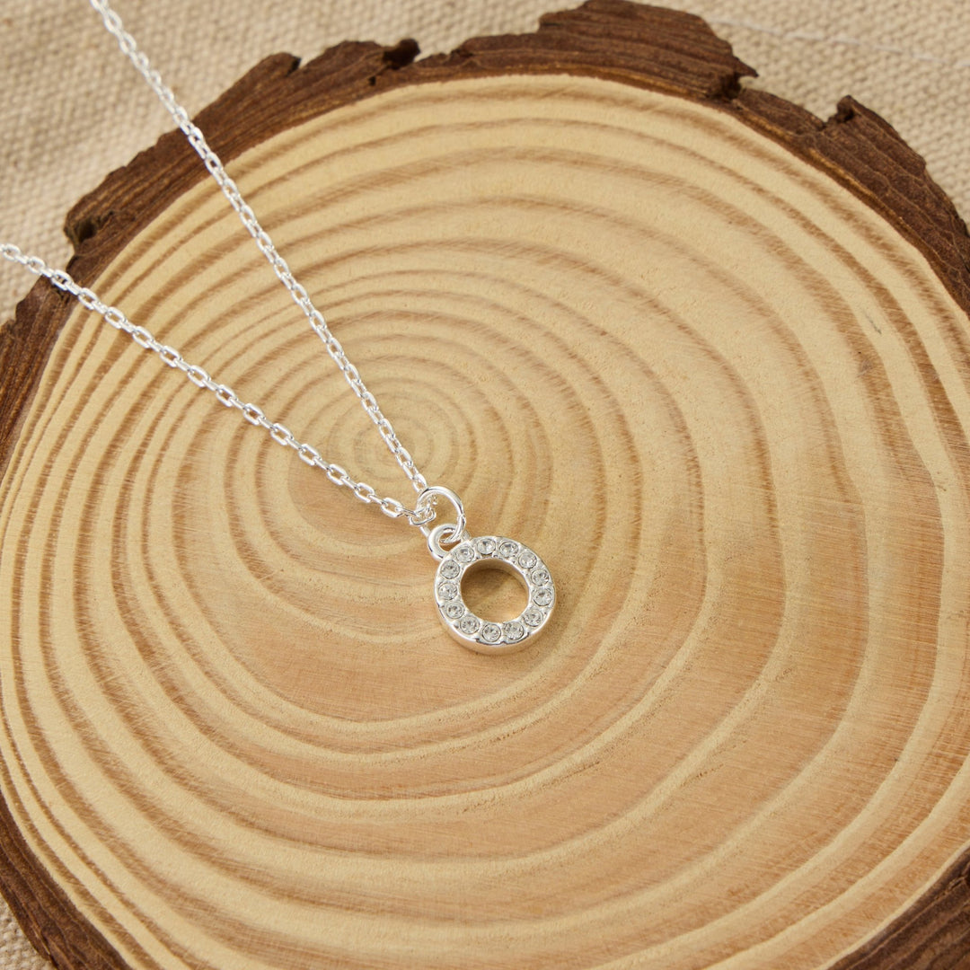 Pave Initial Necklace Letter O Created with Zircondia® Crystals - Philip Jones Jewellery