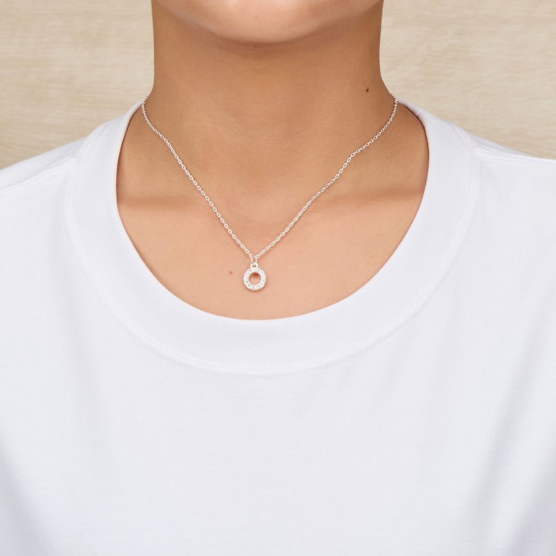Pave Initial Necklace Letter O Created with Zircondia® Crystals - Philip Jones Jewellery