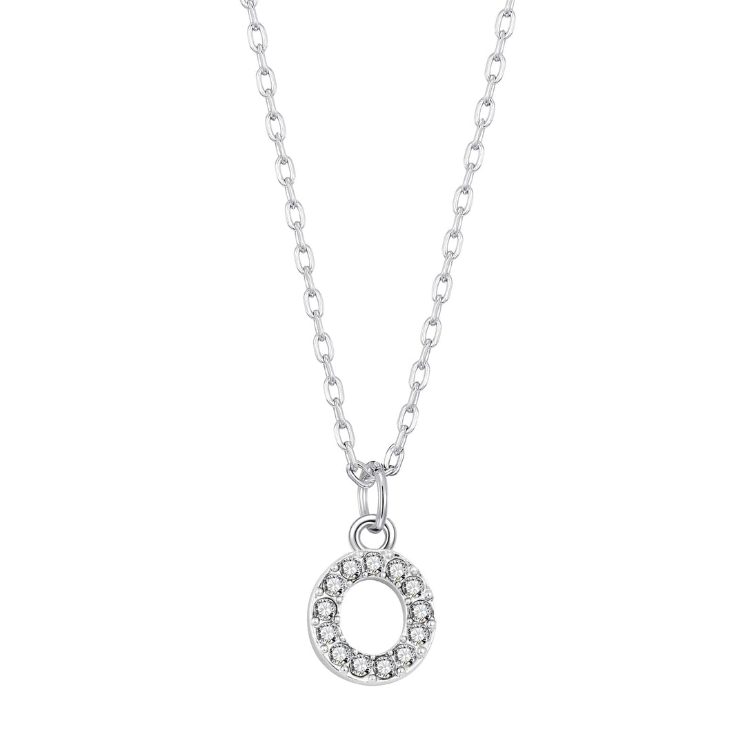 Pave Initial Necklace Letter O Created with Zircondia® Crystals - Philip Jones Jewellery