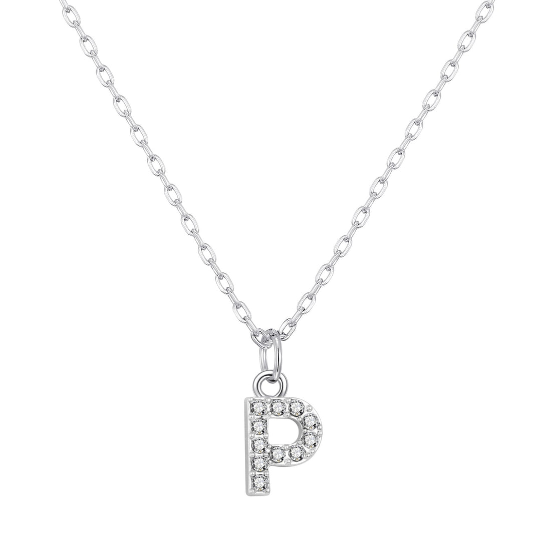 Pave Initial Necklace Letter P Created with Zircondia® Crystals - Philip Jones Jewellery