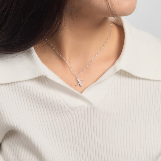 Pave Initial Necklace Letter X Created with Zircondia® Crystals - Philip Jones Jewellery