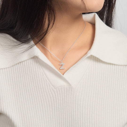 Pave Initial Necklace Letter Z Created with Zircondia® Crystals - Philip Jones Jewellery