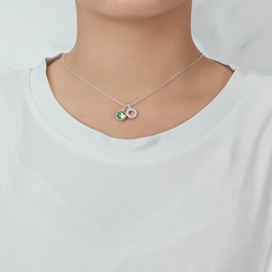 Pave Initial O Necklace with Birthstone Charm Created with Zircondia® Crystals - Philip Jones Jewellery