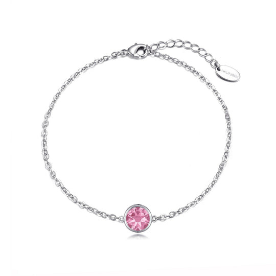 Pink Crystal Anklet Created with Zircondia® Crystals - Philip Jones Jewellery