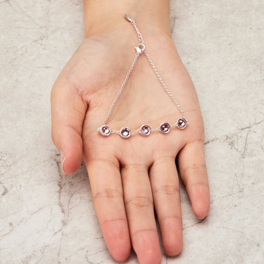 Pink Crystal Chain Bracelet Created with Zircondia® Crystals - Philip Jones Jewellery