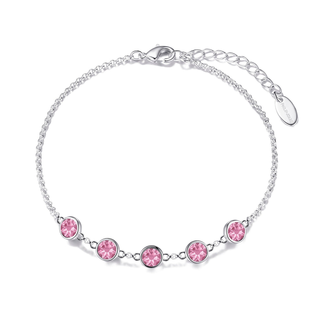 Pink Crystal Chain Bracelet Created with Zircondia® Crystals - Philip Jones Jewellery