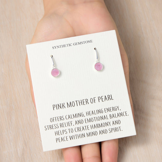 Pink Mother of Pearl Drop Earrings with Quote Card - Philip Jones Jewellery