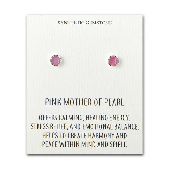 Pink Mother of Pearl Stud Earrings with Quote Card - Philip Jones Jewellery