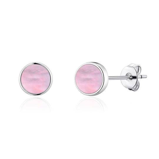 Pink Mother of Pearl Stud Earrings with Quote Card - Philip Jones Jewellery