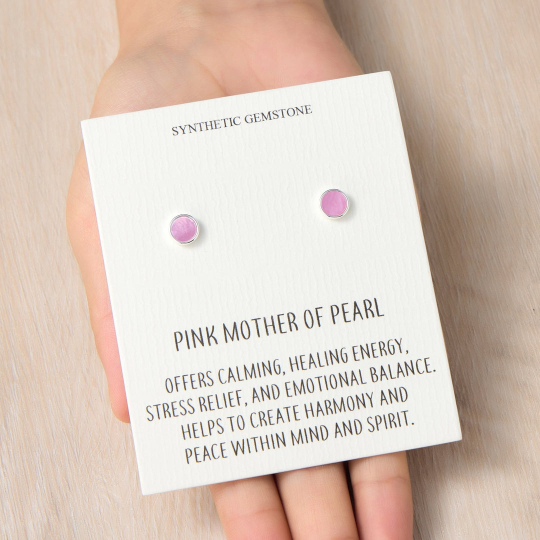 Pink Mother of Pearl Stud Earrings with Quote Card - Philip Jones Jewellery
