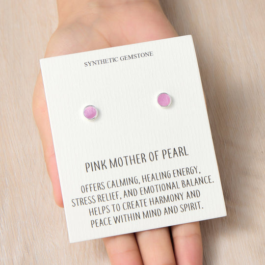Pink Mother of Pearl Stud Earrings with Quote Card - Philip Jones Jewellery