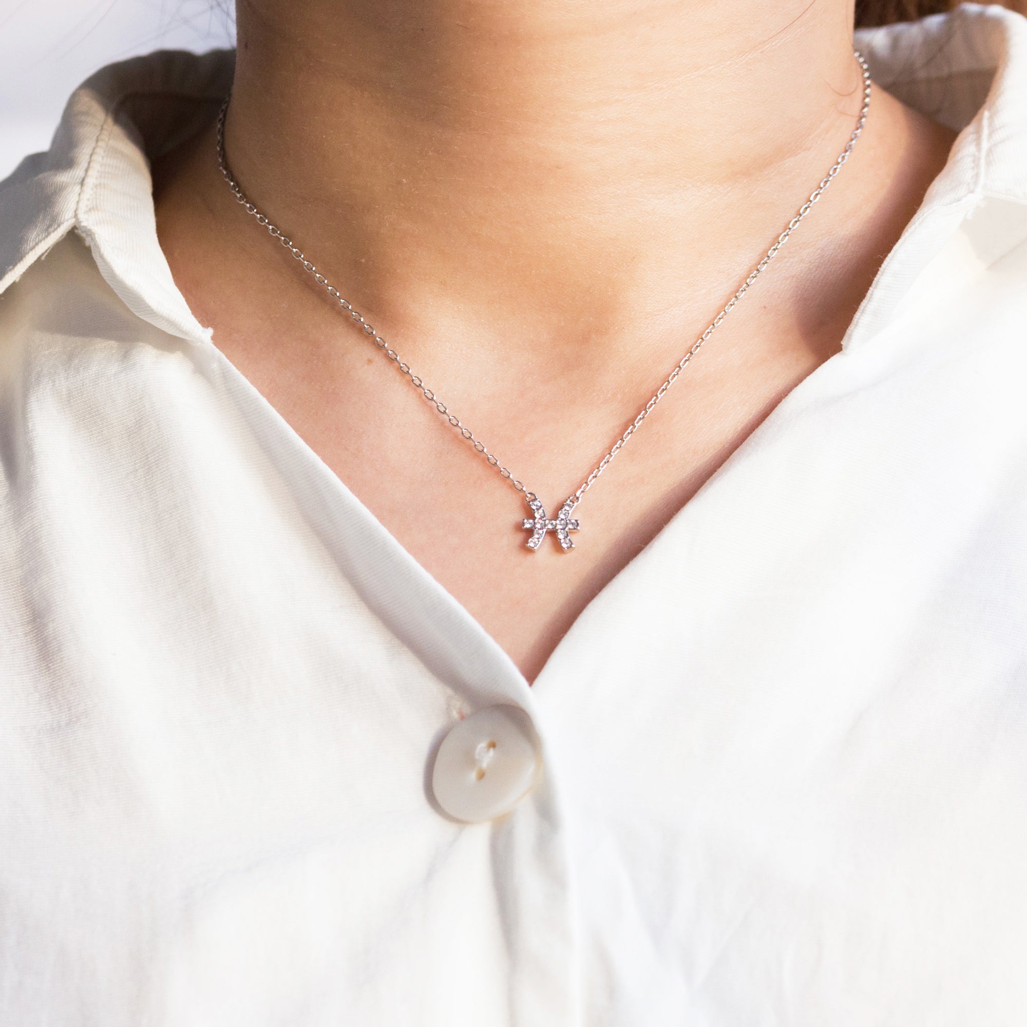 Pisces Zodiac Star Sign Necklace Created with Zircondia® Crystals