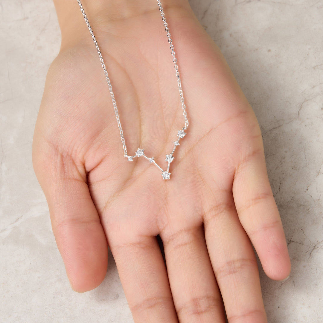 Pisces Star Sign Zodiac Constellation Necklace and Quote Card with Zircondia® Crystals - Philip Jones Jewellery