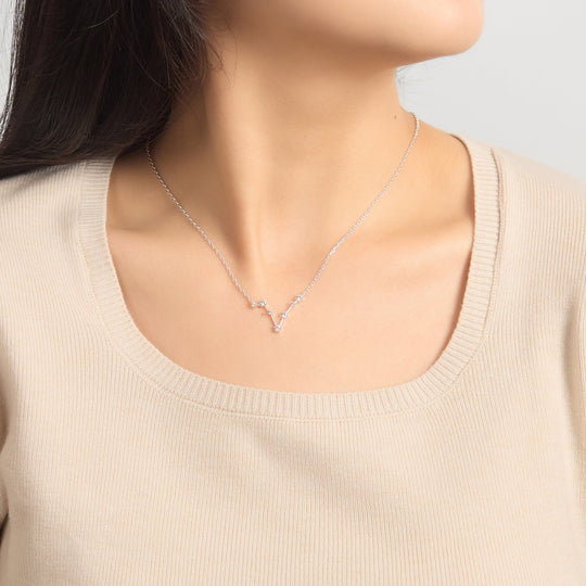 Pisces Star Sign Zodiac Constellation Necklace with Zircondia® Crystals - Philip Jones Jewellery