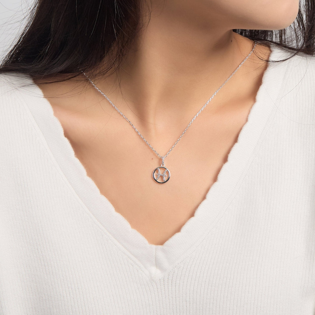 Pisces Star Sign Zodiac Necklace with Zircondia® Crystals - Philip Jones Jewellery