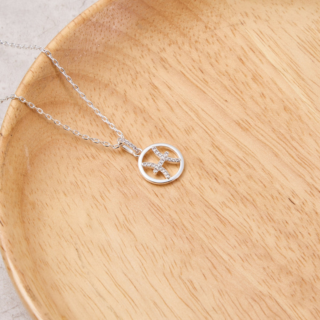 Pisces Star Sign Zodiac Necklace with Zircondia® Crystals - Philip Jones Jewellery