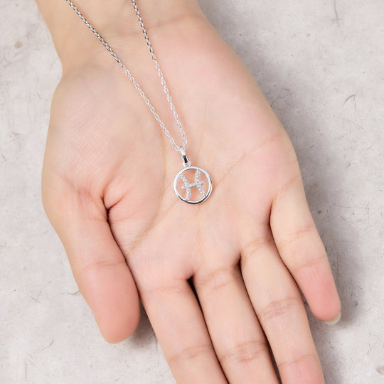 Pisces Star Sign Zodiac Necklace with Zircondia® Crystals - Philip Jones Jewellery