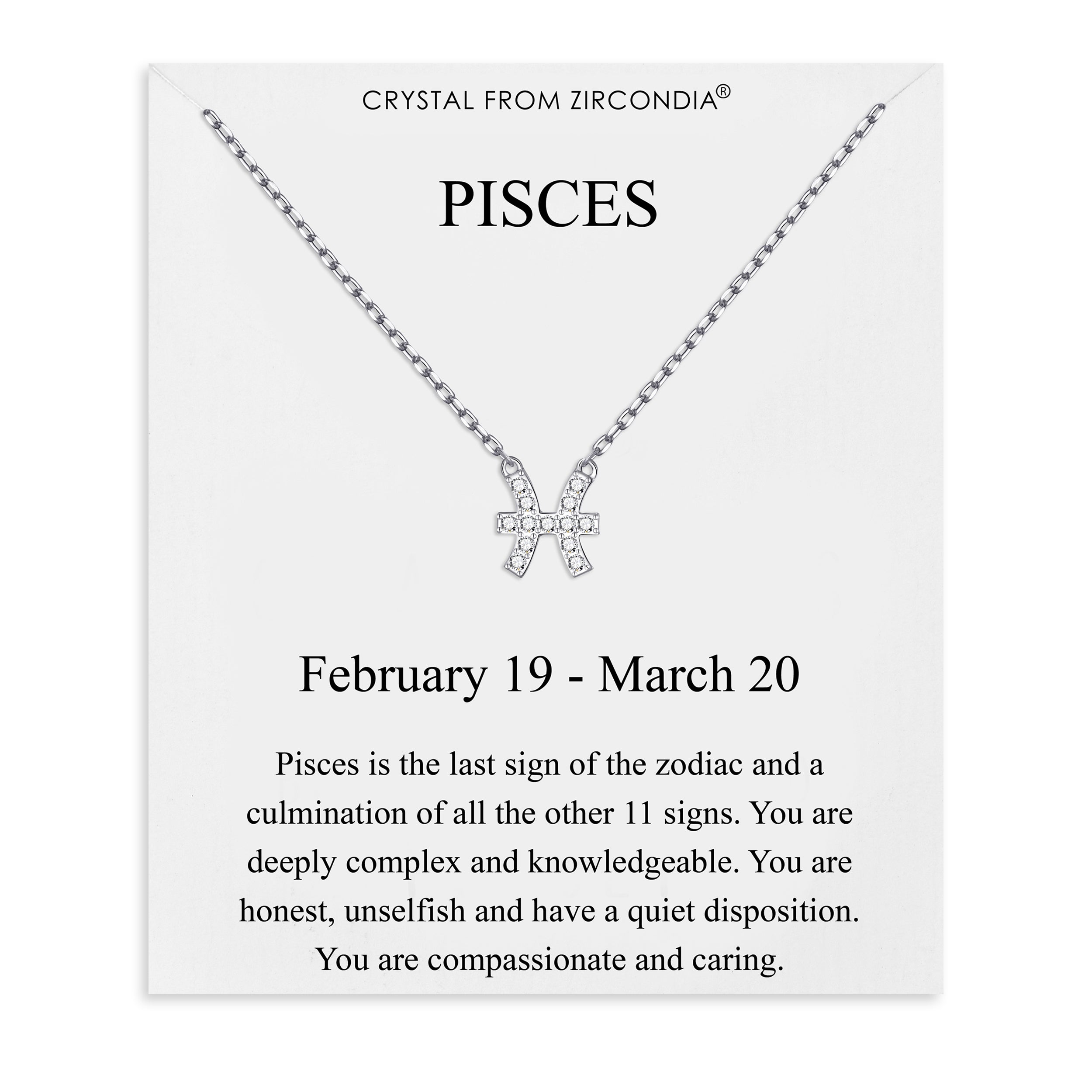 Pisces Zodiac Star Sign Necklace Created with Zircondia® Crystals