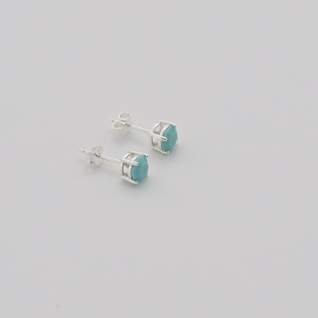 Sterling Silver December (Turquoise) Birthstone Earrings Created with Zircondia® Crystals Video