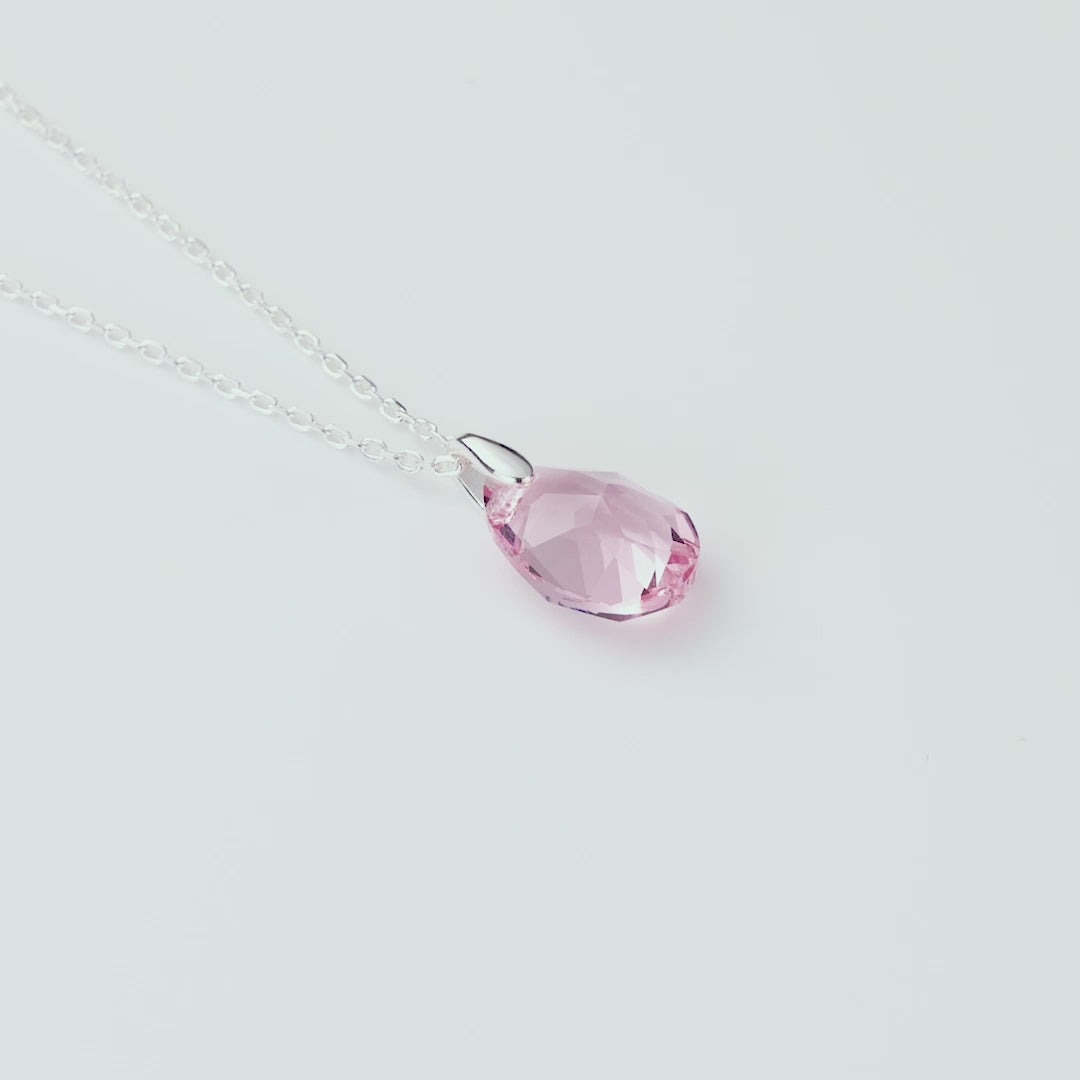 Sterling Silver Light Rose Necklace Created with Zircondia® Crystals