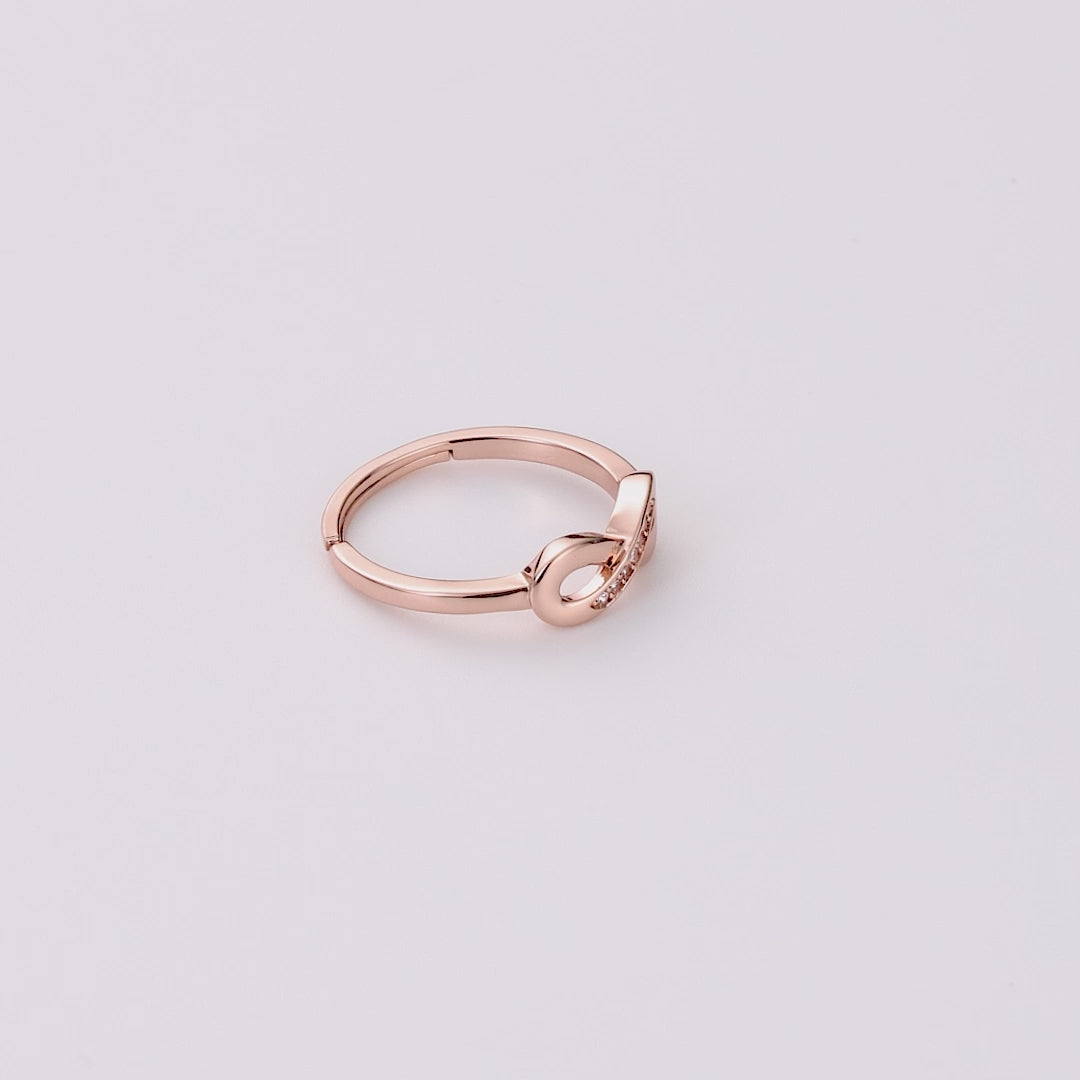 Rose Gold Plated Infinity Ring Created with Zircondia® Crystals