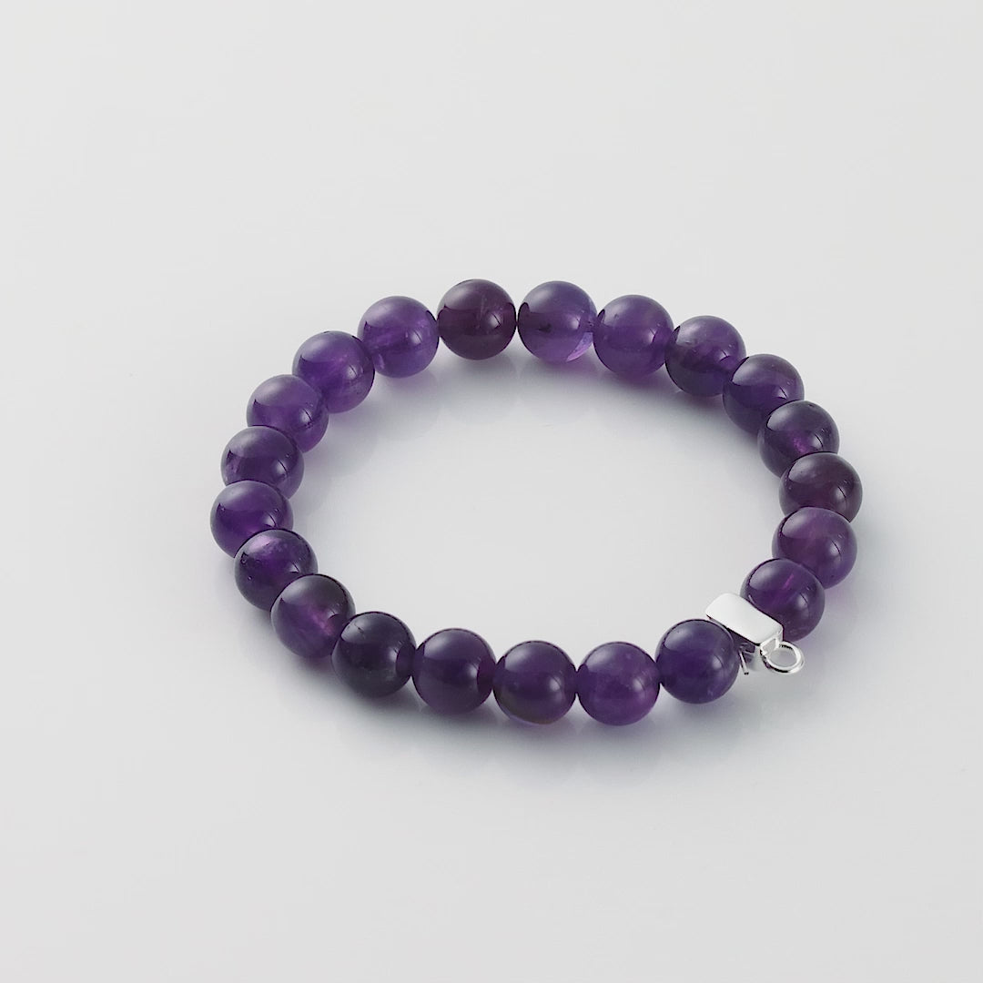 Amethyst Gemstone Charm Stretch Bracelet