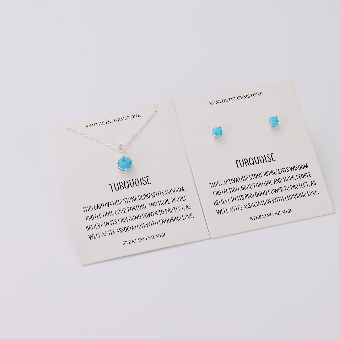 Sterling Silver Synthetic Turquoise Gemstone Set with Quote Card