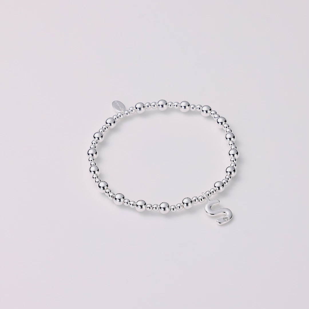 Letter S Initial Stretch Bracelet Created with Zircondia® Crystals