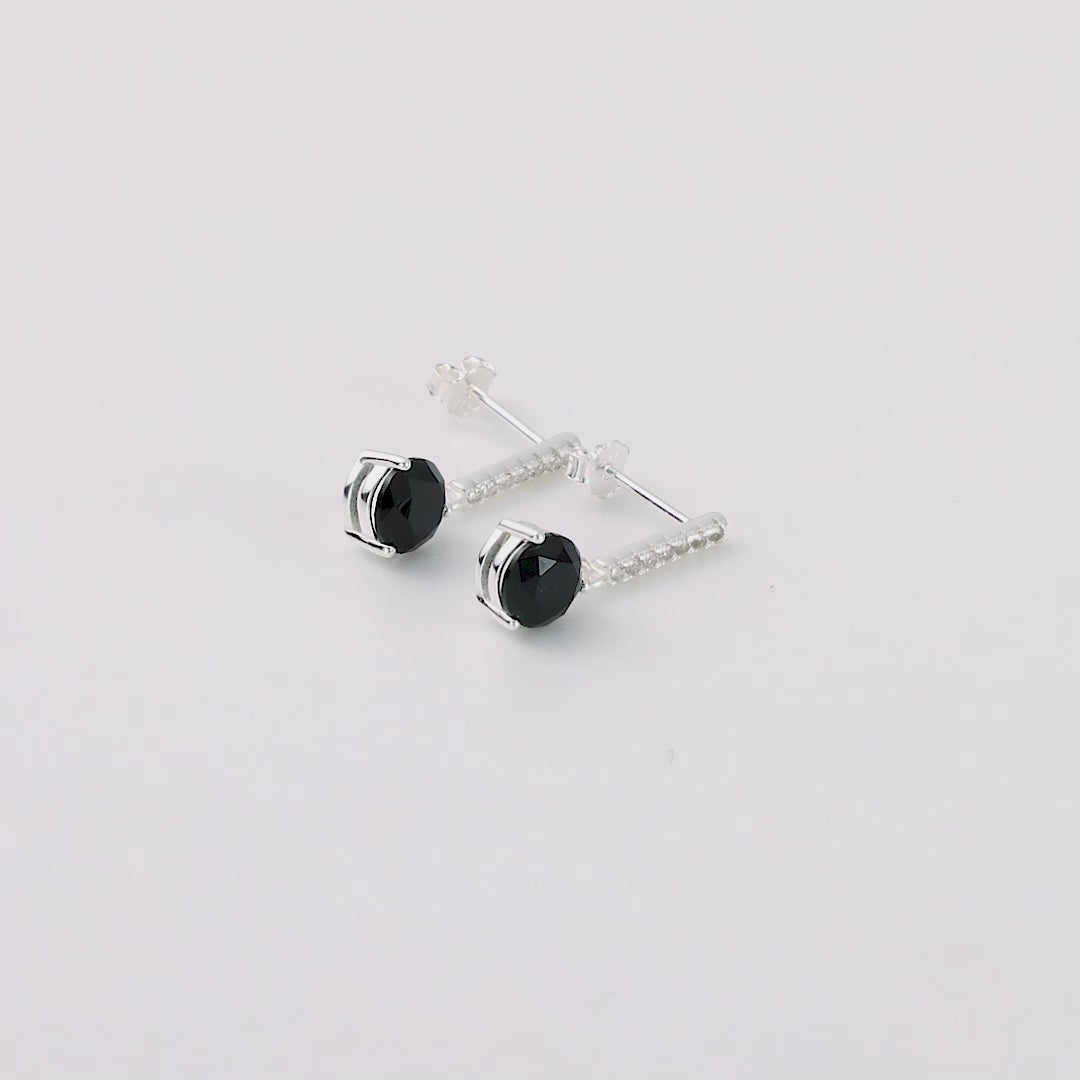 Sterling Silver Black Onyx Gemstone Drop Earrings