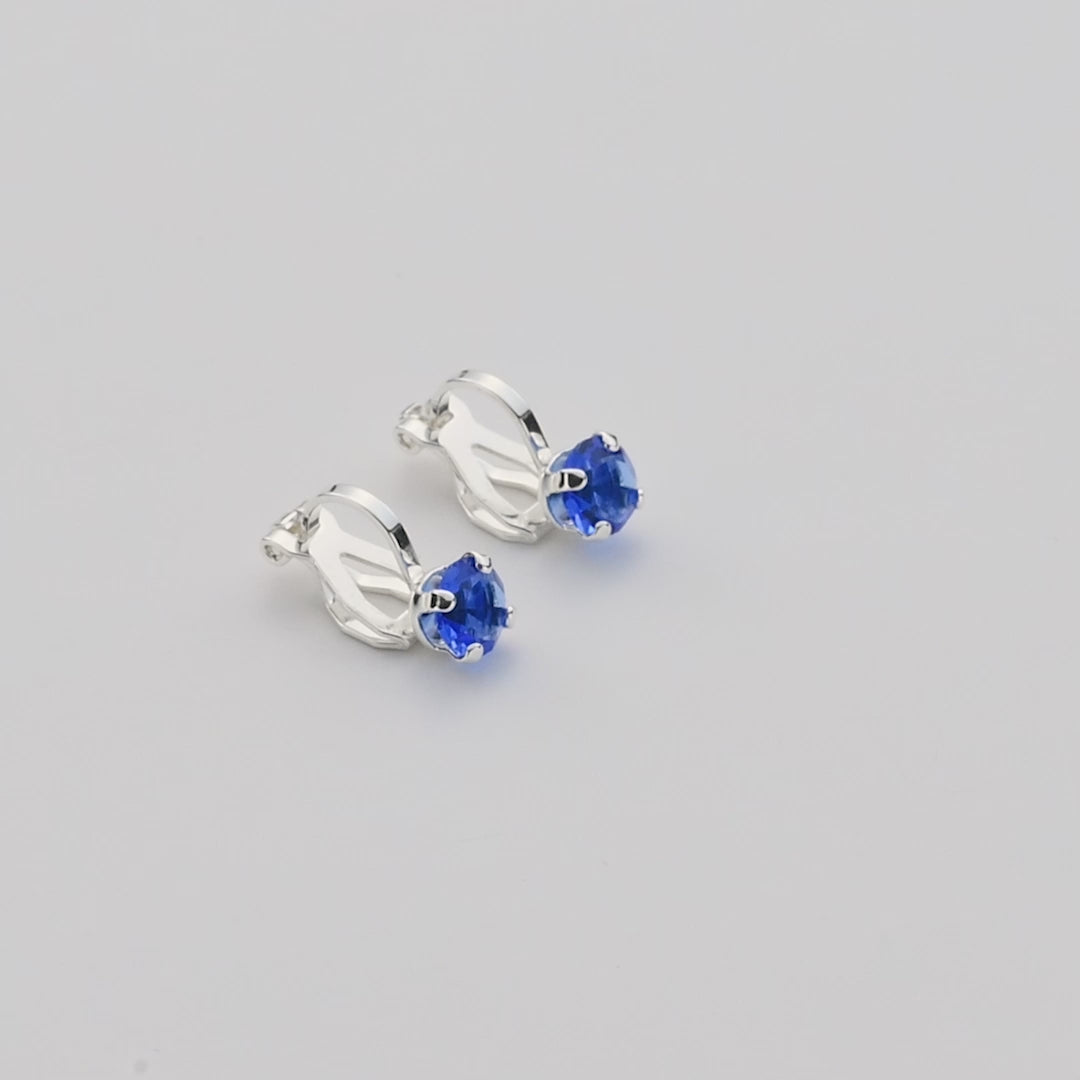 September (Sapphire) Birthstone Clip On Earrings Created with Zircondia® Crystals Video