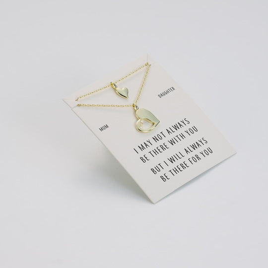 Gold Plated Mother Daughter Piece of My Heart Necklace Set